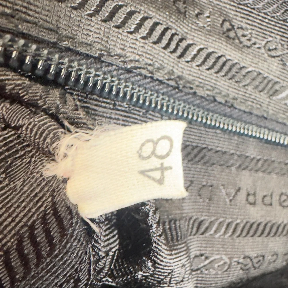 Prada Black Nylon Tote with Croc Embossed Trim